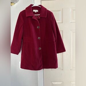Women’s Anne Klein burgundy coat size 14 mid thigh